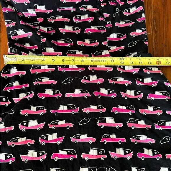 Folter Black vintage dress with pink hearse print sz L - Picture 11 of 13